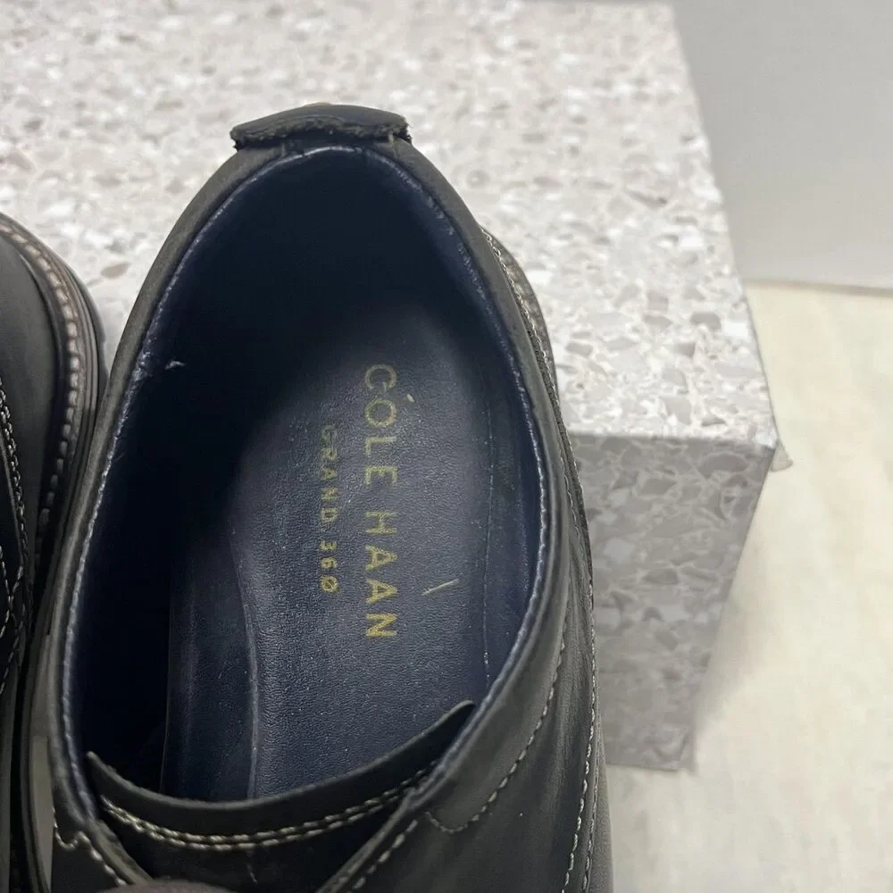 Cole Haan Grand 360 Mens 9 Black Leather Oxford Shoes Hybrid Dress Sneaker